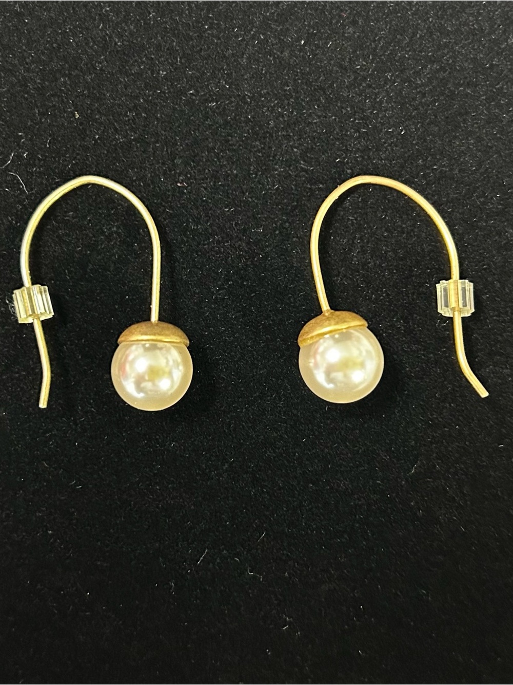 Lia Sophia Gold and White Pearl Drop Hook Earrings